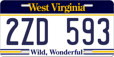 WV license plate 2ZD593