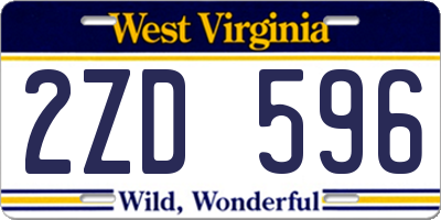 WV license plate 2ZD596
