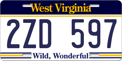 WV license plate 2ZD597