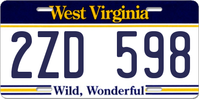 WV license plate 2ZD598