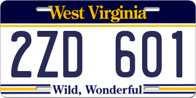 WV license plate 2ZD601