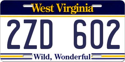 WV license plate 2ZD602