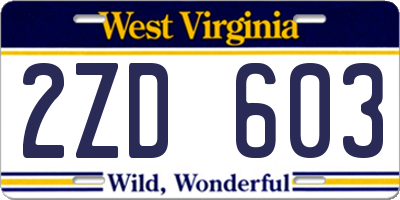 WV license plate 2ZD603