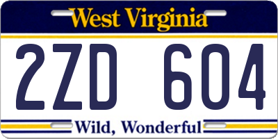 WV license plate 2ZD604