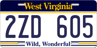 WV license plate 2ZD605