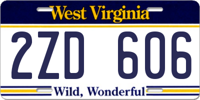WV license plate 2ZD606
