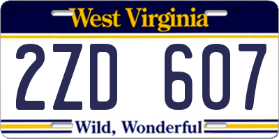 WV license plate 2ZD607