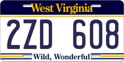 WV license plate 2ZD608