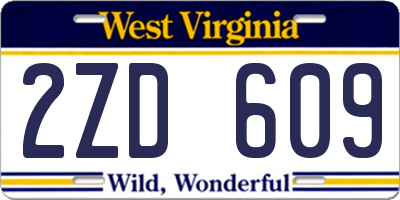 WV license plate 2ZD609