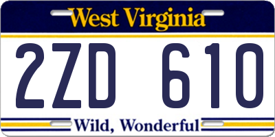 WV license plate 2ZD610