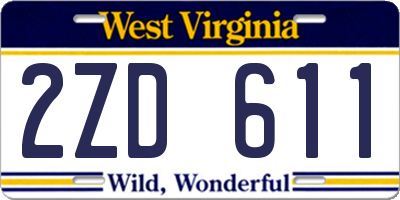 WV license plate 2ZD611