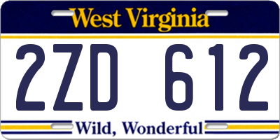 WV license plate 2ZD612