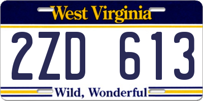 WV license plate 2ZD613