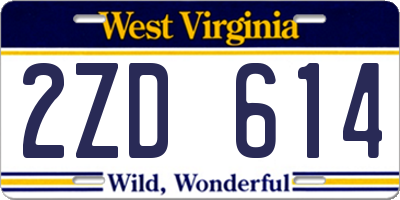 WV license plate 2ZD614