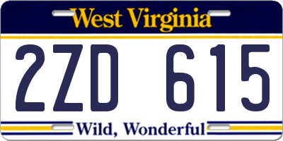 WV license plate 2ZD615