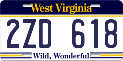 WV license plate 2ZD618