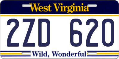 WV license plate 2ZD620
