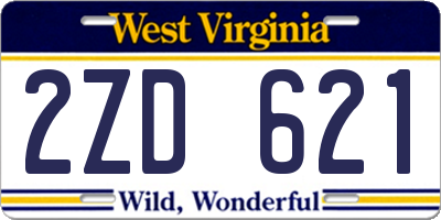 WV license plate 2ZD621