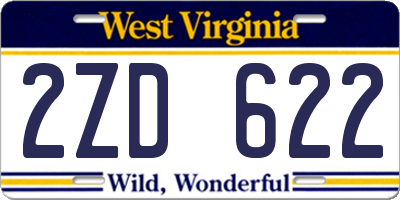 WV license plate 2ZD622