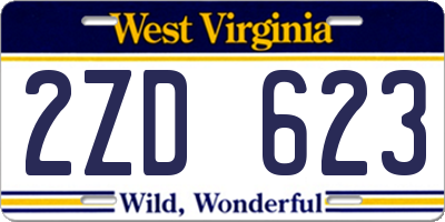 WV license plate 2ZD623