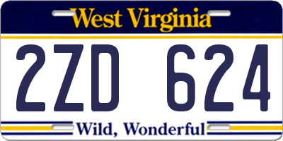 WV license plate 2ZD624