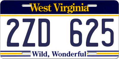 WV license plate 2ZD625