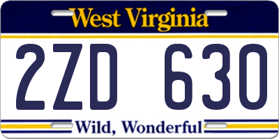 WV license plate 2ZD630