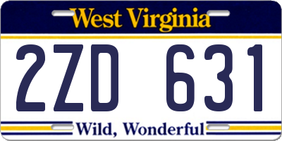 WV license plate 2ZD631