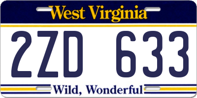 WV license plate 2ZD633