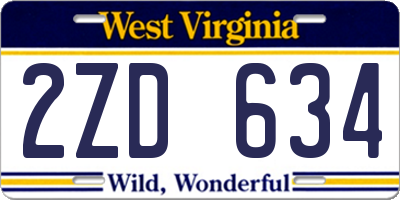 WV license plate 2ZD634