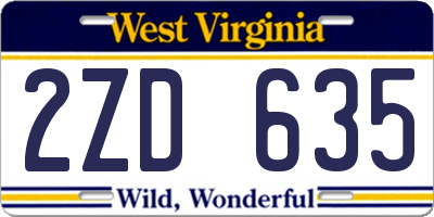 WV license plate 2ZD635