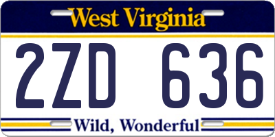 WV license plate 2ZD636