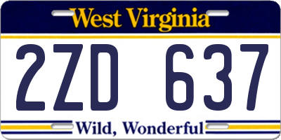WV license plate 2ZD637