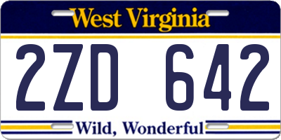 WV license plate 2ZD642