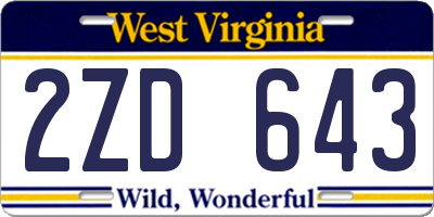 WV license plate 2ZD643