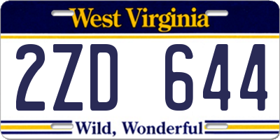 WV license plate 2ZD644