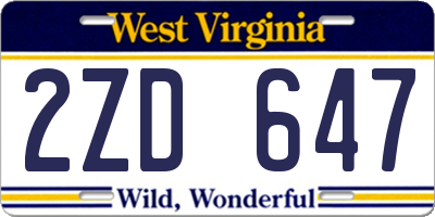 WV license plate 2ZD647