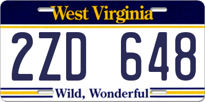 WV license plate 2ZD648