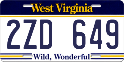 WV license plate 2ZD649