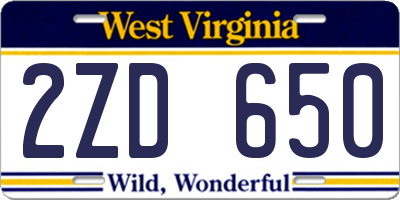 WV license plate 2ZD650