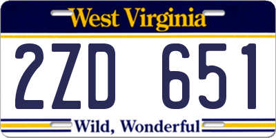 WV license plate 2ZD651
