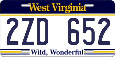 WV license plate 2ZD652