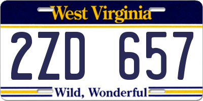 WV license plate 2ZD657