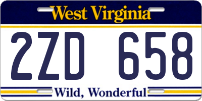 WV license plate 2ZD658