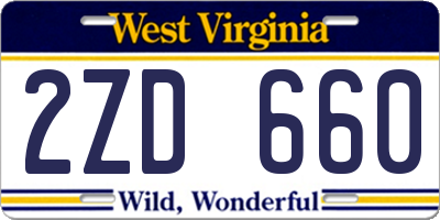 WV license plate 2ZD660