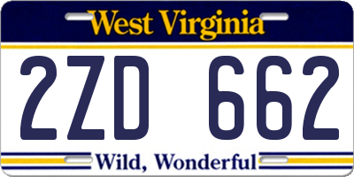 WV license plate 2ZD662