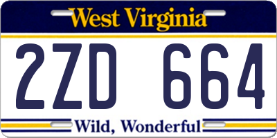 WV license plate 2ZD664