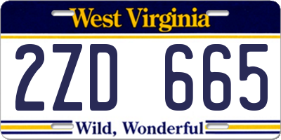 WV license plate 2ZD665