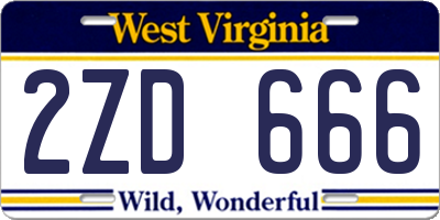 WV license plate 2ZD666