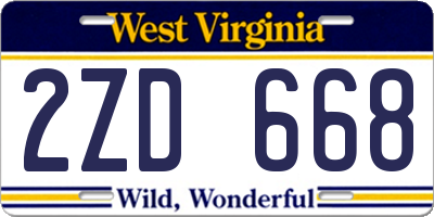 WV license plate 2ZD668